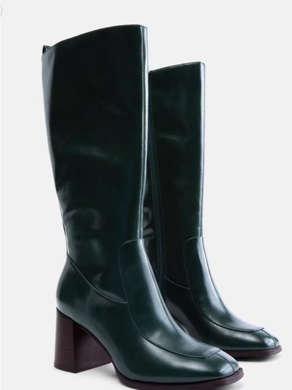 Free Assembly Women's Faux Leather Square Toe Tall Boots Green Size 8